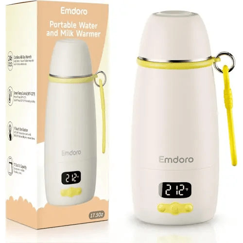 Portable Bottle Warmer for Travel, 212℉ Boil & 149℉ Pasteurization, 17.5oz Milk Warmer for Baby with Temp Control, 16000mAh Bottle Warmer On The Go, Portable Milk and Water Warmer