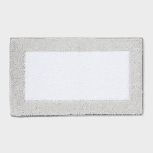 20"x34" Fluffy Border Memory Foam Bath Rug Gray - Threshold™