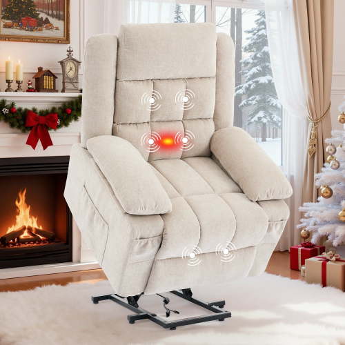 Korser Power Lift Recliner for Elderly with Heat and Massage Recliner Chair with Infinite Position Electric Lift Chair for Living Room,Khaki
