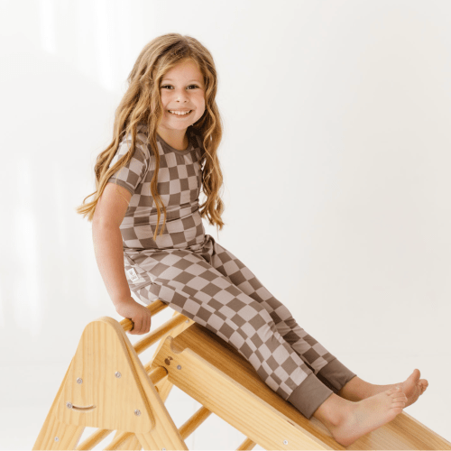 Cocoa Check Short Long Romper Luxe Edition | Cotton Bamboo Blend