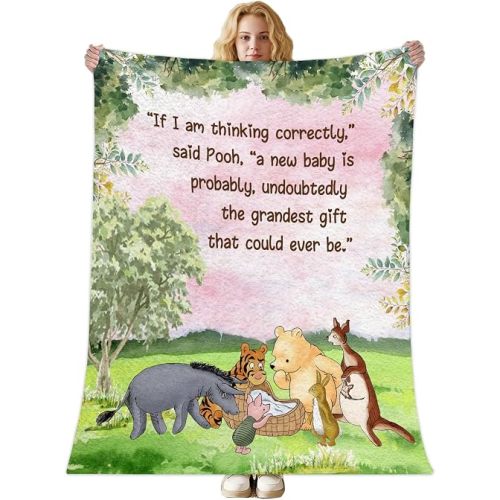 Classic Pooh Blanket for Babies, Winnie Quotes Nap Blankets for Girls, Newborn Photography Background Decor, Pink Blanket Decor, for New Parents(39.4 * 47.2IN)
