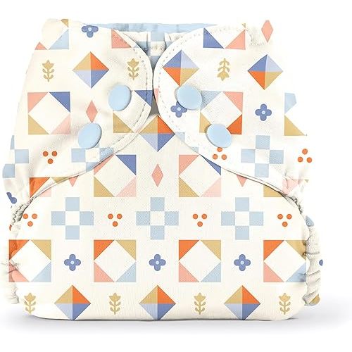 Esembly Cloth Diaper Cover - Reusable Swim Diaper, Waterproof, Breathable - Adjustable Outer Layer Over Absorbent Inner for Blowout Protection - Quilted, Size 1 (7-17lbs)