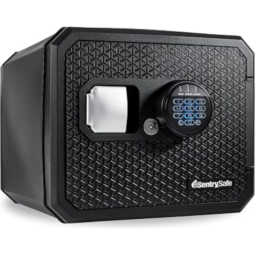 SentrySafe Fireproof and Waterproof Large Safe with Digital Keypad, Override Key, and Adjustable Shelf for Home, Dorm, or Office, 0.81 Cubic Feet, FPW082HSB