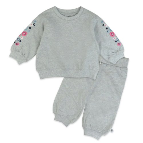 2-Piece Cozy Sweatsuit with Embroidered Sleeve | Honest Baby Clothing