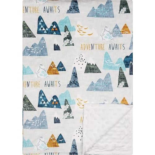 Minky Baby Bed Blanket Newborn Mink Blanket Double Layer with Dotted Backing (Mountain)