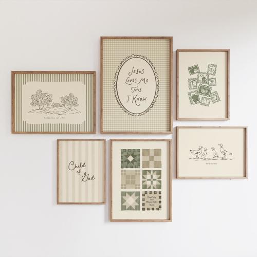 Child of God Nursery Wall Art Set | Neutral Jesus Loves You, Fruit of the Spirit, Psalms Prints | Faith Nursery Art