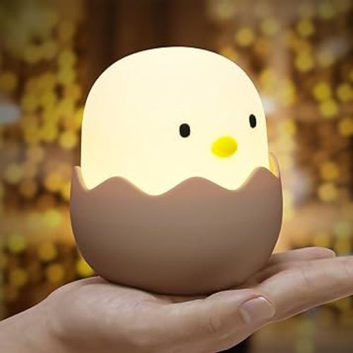 Cute Egg Night Light for Baby Nursery, Dimmable Kawaii Silicone Chicken Light, 1200mAh Recgargeable Beside Chicken Lamp for Breastfeeding Toddler Baby Kids Decor Gift