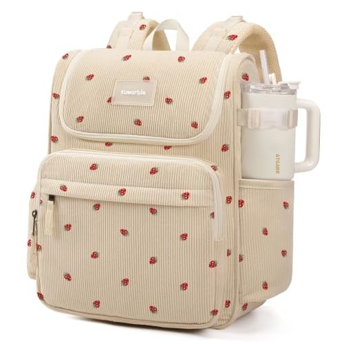 Large Corduroy Diaper Bag Backpack for Mom, 25L Baby Travel Bag with Insulated Bottle Pockets, 40oz Side Strap & Stroller-Ready Straps
