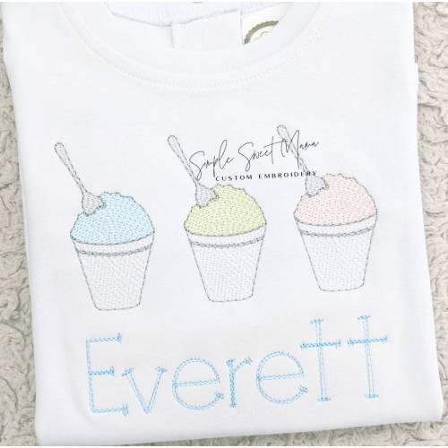 Summer Snowcones Monogrammed Embroidery T-shirt/Bubble/Romper