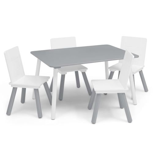 Delta Children Table and Chair Set (4 Chairs Included) Grey/White