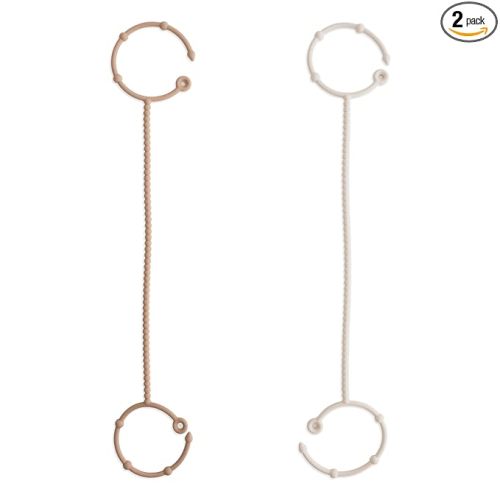 mushie Adjustable Silicone Toy Straps 2-Pack | Baby Accessories Holder for Travel, Stroller, High Chair (Natural/Shifting Sand)