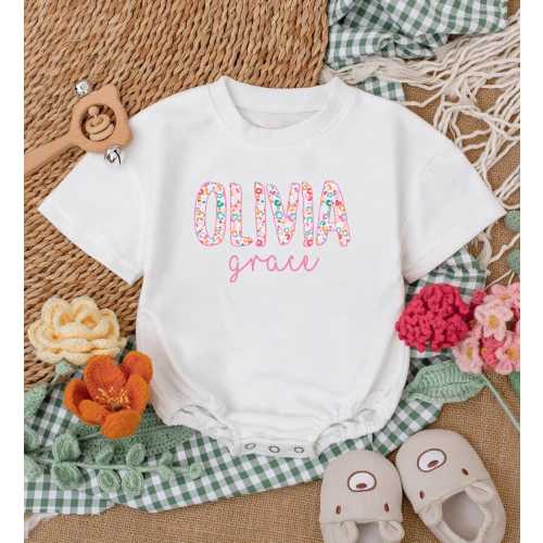 Personalized Baby Girl Bubble Romper: Summer Infant Outfit