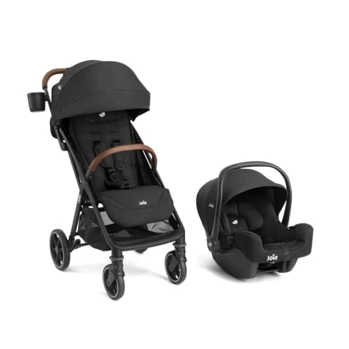 Joie Baby Nutmeg Compact Stroller & Lightweight Rue Car Seat Travel System | Lightweight Travel Stroller, One-Hand Fold, Multi-Position Recline with Car Seat with Anti-Rebound Base