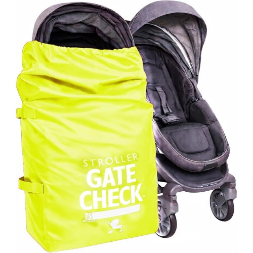J.L. Childress Gate Check Bag for Single & Some Double Strollers - Travel Bag for Airplane, Fits Most Standard Baby Strollers, Airport Accessories Gate Check, Flying Essentials - Neon Yellow