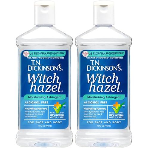 T.N. Dickinson's Witch Hazel Alcohol-Free Moisturizing Astringent, Made with 100% Natural Witch Hazel 16 oz (Pack of 2)