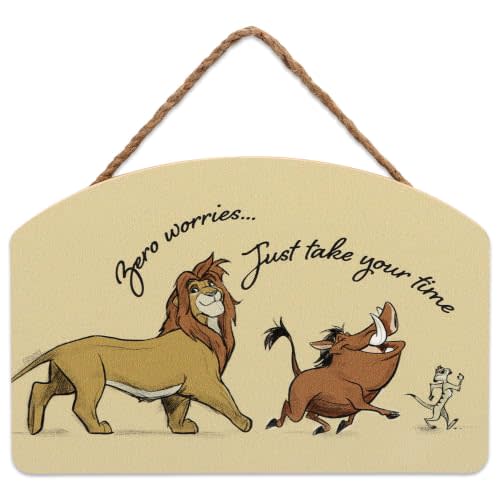 Disney The Lion King Zero Worries Hanging Wood Wall Decor | Carefree Lion King Sign for Bedroom or Playroom
