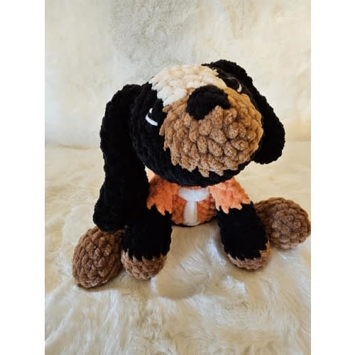 Handmade Crocheted Plushie: Soft Chenille Yarn Smokey Mascot