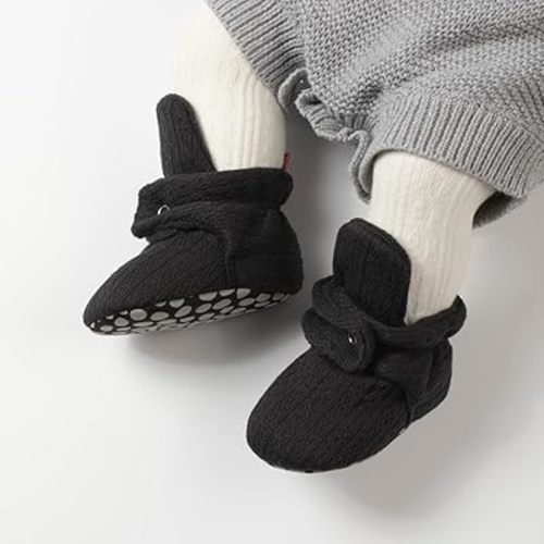 HsdsBebe Unisex Newborn Baby Cotton Booties Non-Slip Sole for Toddler Boys Girls Infant Winter Warm Fleece Cozy Socks Shoes