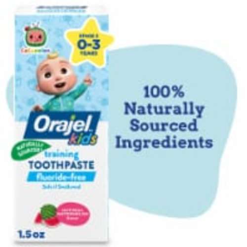 Orajel Kids Cocomelon Fluoride-Free Training Toothpaste Natural Watermelon Flavor, 1.5 oz