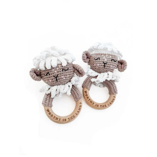 Worthy is the Lamb Knitted Teether Rattle