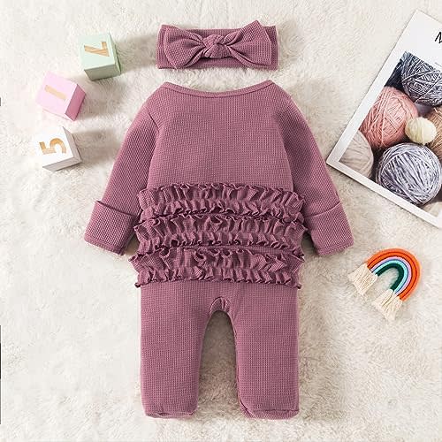 Long Sleeve Ruffle Ribbed Onesie (3-6 Months)