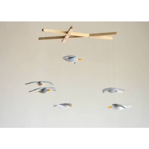 Handmade Flying Seagulls Mobile: Beach Nursery Decor