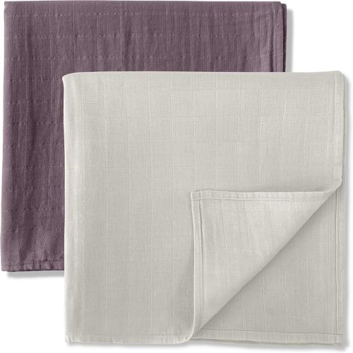 MOZAH Organic Muslin Swaddle Blankets - 100% Cotton for Girl and Boy - Receiving Blanket - 2 Pack of Baby Swaddle Blankets for Gender Neutral Nursery (Mauve and Beige)