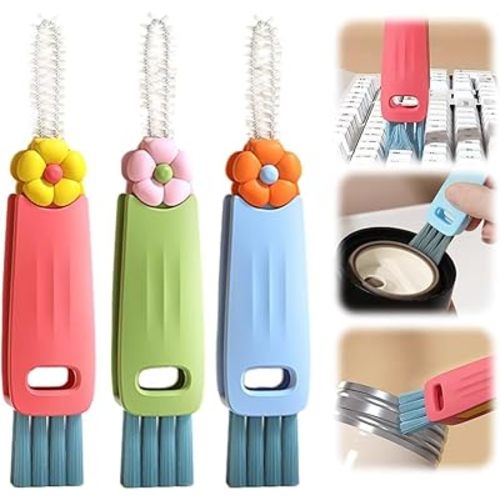 2025 New 3 in 1 Cup Lid Cleaning Brush, 3PCS Multifunctional Crevice Portable Cup Lid Cleaning Brushes, Crevice Cleaning Brush for All Type Bottle Gap Tight Spaces Cup (Colorful)