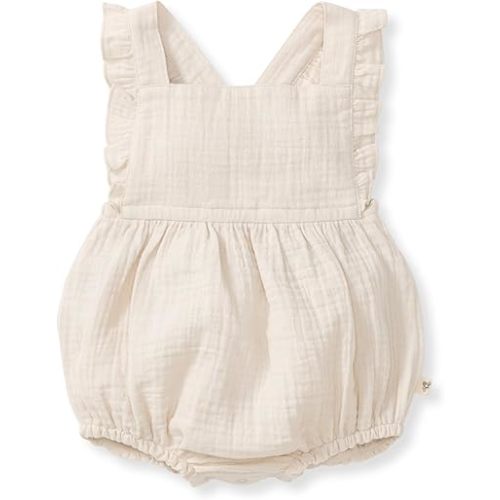 Burt's Bees Baby baby-girls Romper, 100% Organic Cotton One-piece Bubble Shortall and Layette Set Girl Outfit