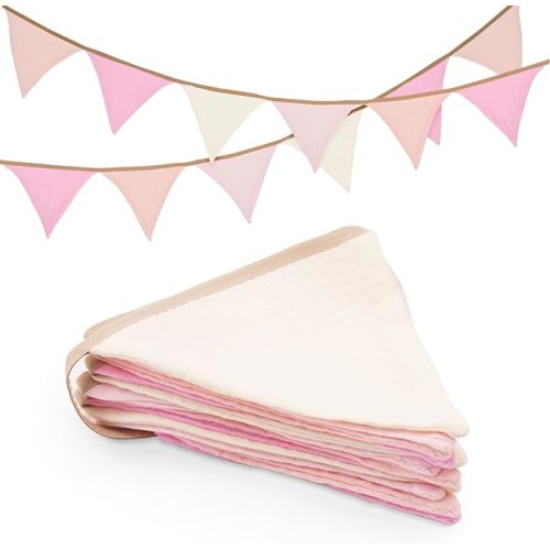 Pennant Banner Flags 9Ft Pink Pennant Nursery Garland 12Pcs Light Pink Baby Girl Banners Double-Side Bunting Triangle Birthday Banner Girl Toddler Room Decor for Kids Bed Baby Shower Party Decor