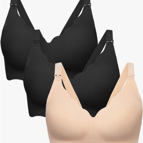 Angelhood Nursing Bras for Breastfeeding 3 Pack Seamless Maternity Bra