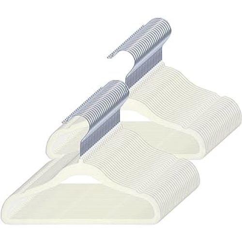 GoodtoU Velvet Kids Hangers 50 Pack, Baby Hangers for Closet Childrens Hanger Non Slip Velvet Clothes Hanger for Baby and Kids (Ivory 50Pack)