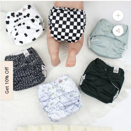 POCKET DIAPER 3.0 WITH INSERTS - 6 PACK(B&W)
