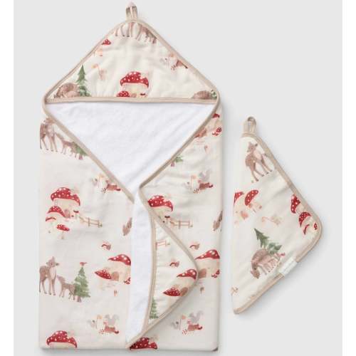 Loulou Lollipop Hooded Towel & Washcloth Set - Forest Families