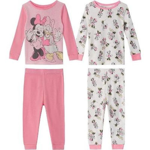 Disney Baby Girls' Minnie Mouse 4-piece Cotton Pajama Set, Minnie And Daisy, 12 Months