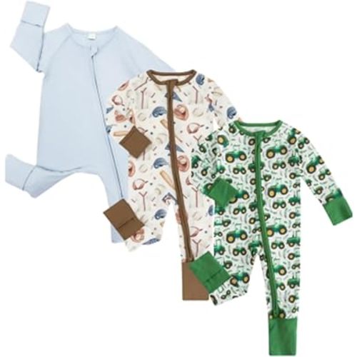 Bow Dream Bamboo Rayon Baby Boy Romper Footed Long Sleeve Footies Newborn Girl Clothes Footless with Zipper and Mitten Cuffs