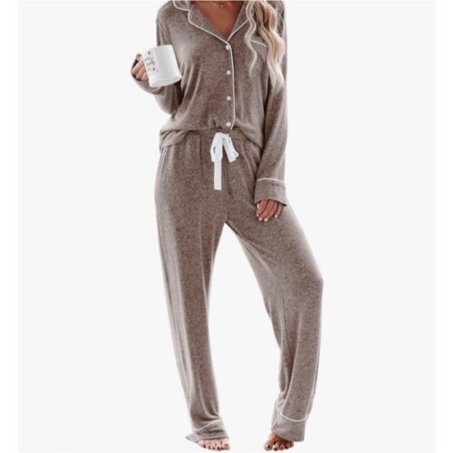 Aamikast Women's Pajama Sets Long Sleeve Button Down Sleepwear Nightwear Soft Pjs Lounge Sets