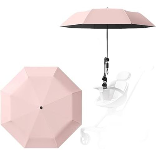 Baby Pram Umbrella With Adjustable Clamp, Children Buggy Sun-Proof Parasol With Clip On UPF 50+ Great For Pushchair, Strollers, Baby Stroller Artifact Sun Protection Umbrella(Pink)