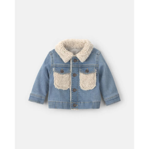 Baby Teddy Fleece-Lined Denim Jacket - Medium Wash - OshKosh B'gosh | Carter's