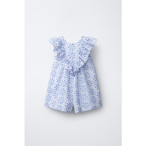 EMBROIDERED SHORT JUMPSUIT - Blue | ZARA United States