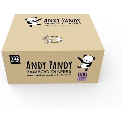 Andy Pandy Disposable Diapers Newborn, White, 7-10 lbs, 132 Count