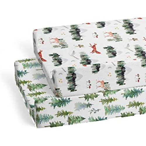 Baby Changing Pad Cover 2-Pack for Boys, Girls (Woodland Forest Animals) - Premium Fitted Sheets Baby Diaper Changing Table Cover - Buttery Soft Cotton Blend