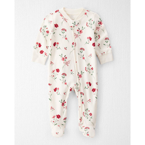 Rosethorn Hollow Baby Organic Cotton Sleep & Play Pajamas in Rosethorn Hollow Print- NB