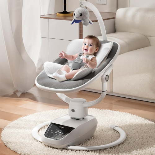 Trimigo Baby Swings for Infants to Toddler, 180° Adjustable 3D Electric Baby Swing, Remote,5-Modes,4-Speed,3-Seat Height, 8 Melody, Newborn Swing,Infant Swing for Babies 0-12 Month ((Grey))