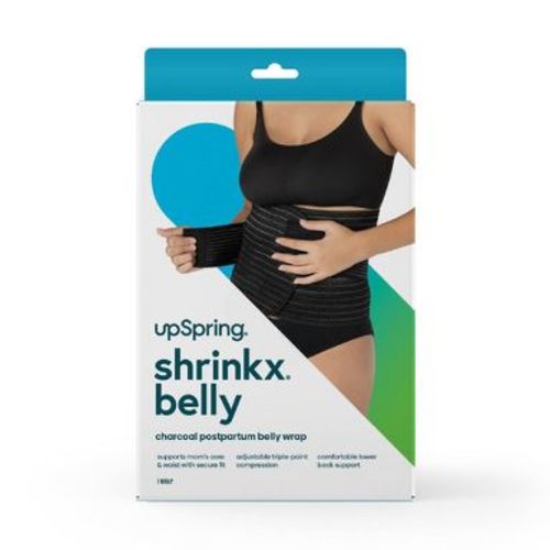 Upspring Shrinkx Postpartum Belly Wrap with Adjustable Band & Compression - Charcoal Gray - Size S/M