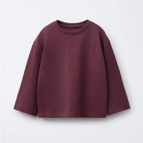 BASIC EMBROIDERED HEART T-SHIRT - Burgundy | ZARA United States