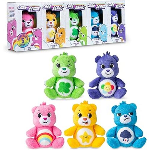 Care Bears 3" Micro Plush 5-Pack Treasure Box - Cheer, Laugh A-Lot, Good Luck, Grumpy and Harmony Bear