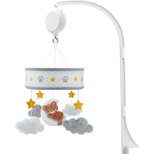 Lovvie & Joy Baby Crib Mobile,Mobile for Crib with 35 Lullabies and Stuffed Hanging Toys for Newborns Boys and Girls,Sleeping Bear Nursery Decor