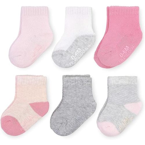 Fruit of the Loom All Weather Baby & Toddler Socks - Cotton Crew Socks with Grips for Boys, Girls and Unisex