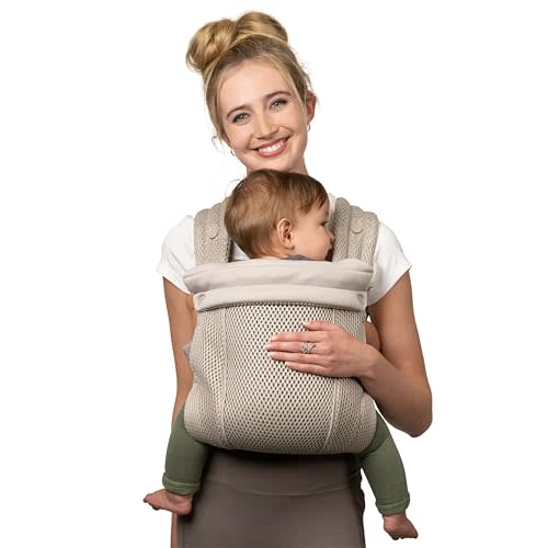 Infantino Honey Blossom Baby Carrier Ergonomic 7-40 lbs, Moon Beam | Hip healthy M-position support, Adjustable sliding seat, Padded cross-back straps for comfort, For parents on-the-go